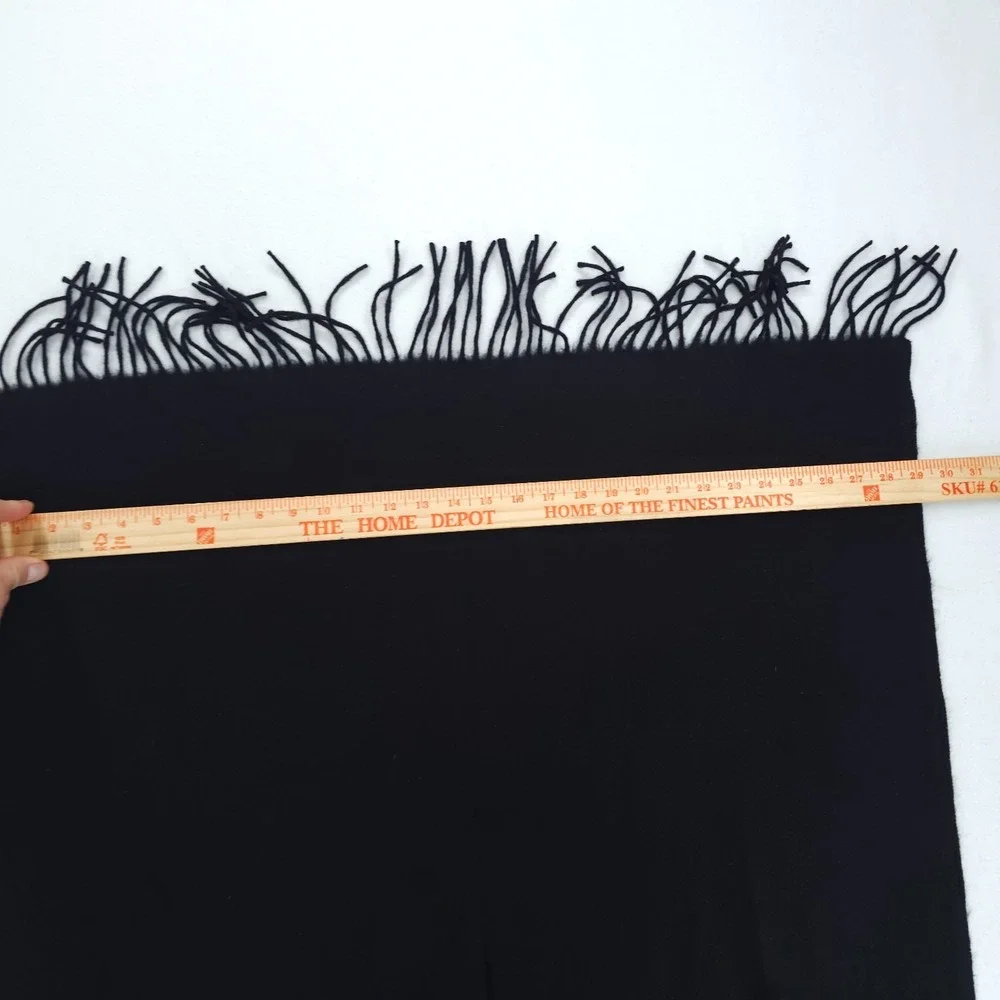 Nordstrom Oversized Scarf Unisex OS Black Cashmere Solid Fringe Wrap Shawl 30x82